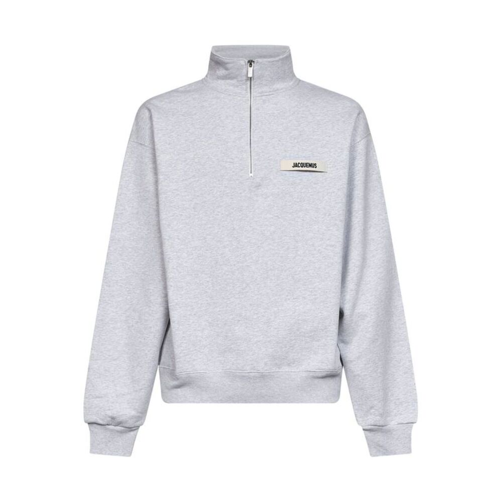 Jacquemus Men Grey The Gros Grain Zipped-Rollneck Sweatshirt